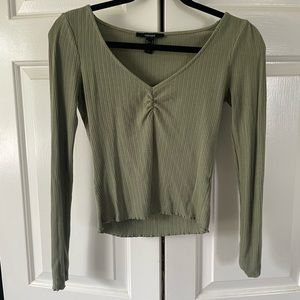 Forever 21 olive green V-neck top
